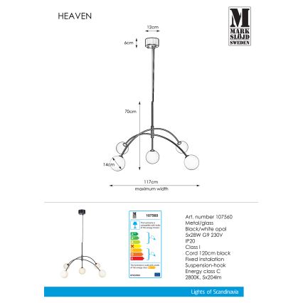 Markslöjd 107560 - Luster na sajli HEAVEN 5xG9/28W/230V