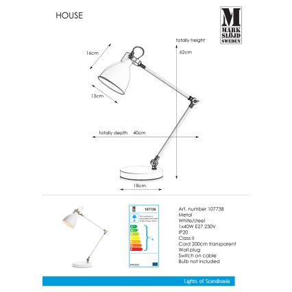 Markslöjd 107738 - Stona lampa HOUSE 1xE27/40W/230V