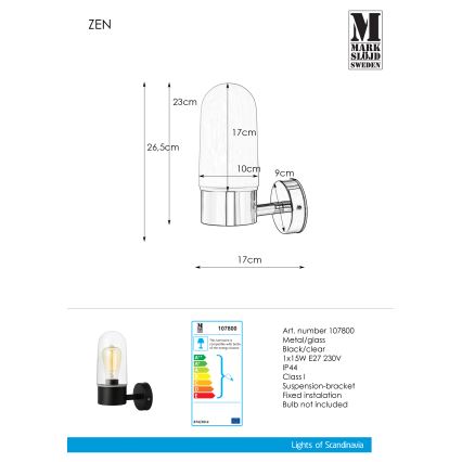 Markslöjd 107800 - Zidna lampa za kupatilo ZEN 1xE27/15W/230V IP44