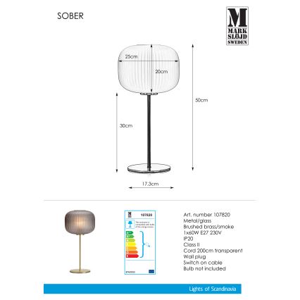 Markslöjd 107820 - Stona lampa SOBER 1xE27/60W/230V mesing