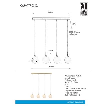 Markslöjd 107869 - Luster na sajli QUATTRO XL 4xG9/20W/230V