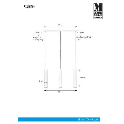 Markslöjd 107883 - Luster na sajli RUBEN 3xGU10/35W/230V