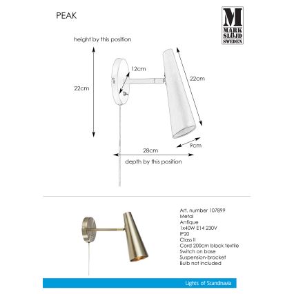 Markslöjd 107899 - Zidna lampa PEAK 1xE14/40W/230V