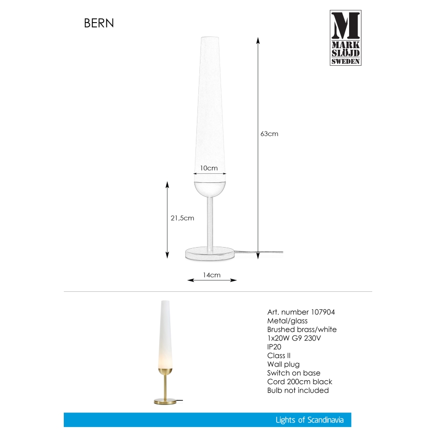 Markslöjd 107904 - Stona lampa BERN 1xG9/20W/230V
