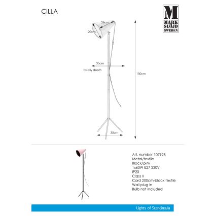 Markslöjd 107928 - Podna lampa CILLA 1xE27/60W/230V
