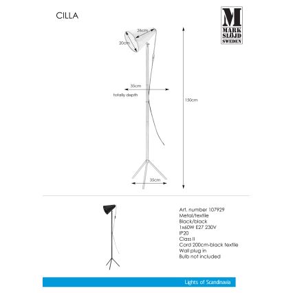 Markslöjd 107929 - Podna lampa CILLA 1xE27/60W/230V