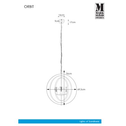 Markslöjd 107941 - Luster na lancu ORBIT 3xE27/60W/230V