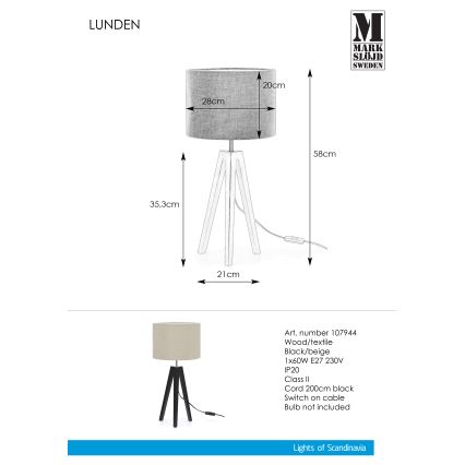 Markslöjd 107944 - Stona lampa LUNDEN 1xE27/60W/230V