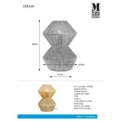 Markslöjd 107983 - Stona lampa STRAW 1xE27/40W/230V