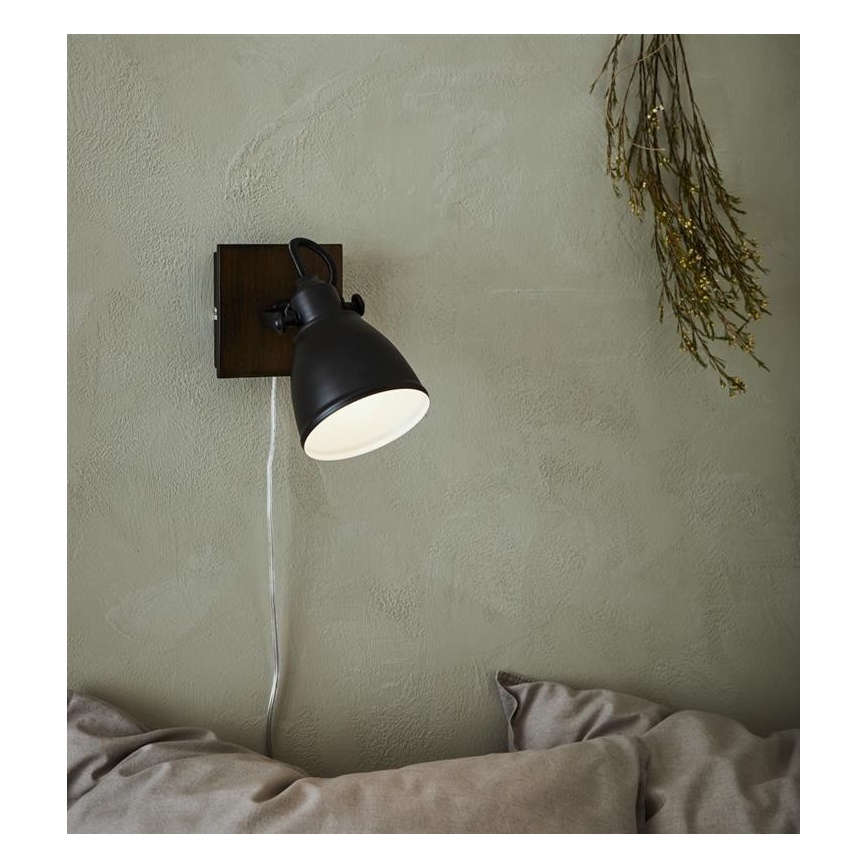 Markslöjd 108211 - Zidna reflektorska lampa NATIVE 1xE14/18W/230V crno/braon