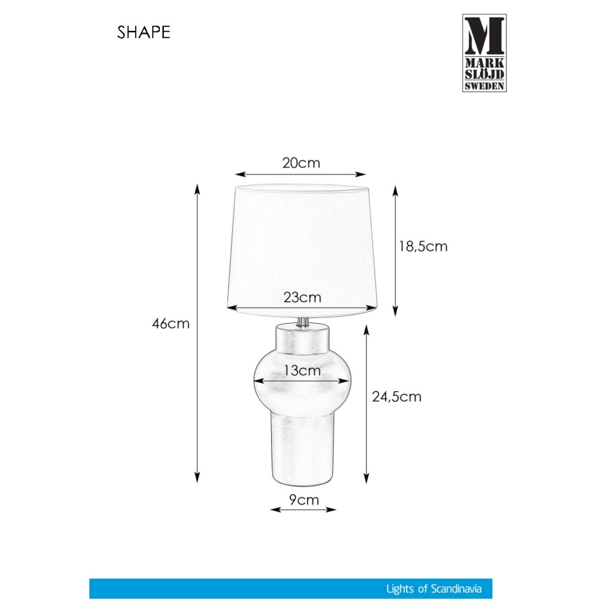 Markslöjd 108450 - Stona lampa SHAPE 1xE27/40W/230V bela