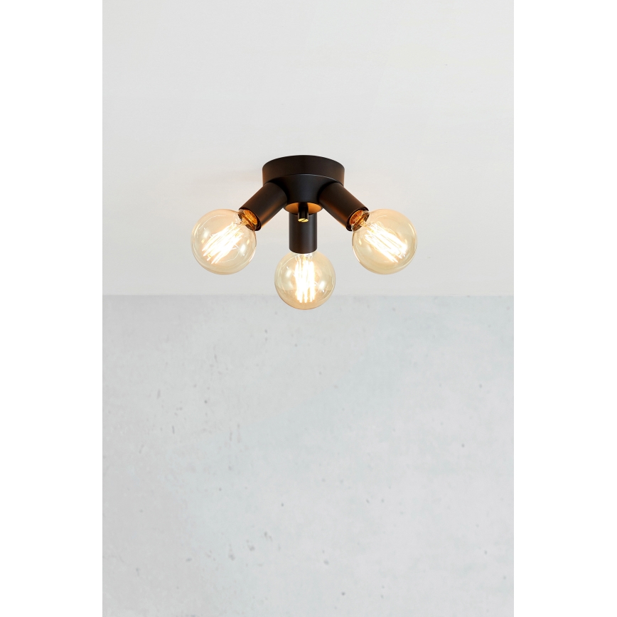 Markslöjd 108549 - Plafonjera MAZZO 3xE27/40W/230V crno