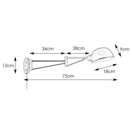 Markslöjd 108587 - Zidna lampa PORTLAND 1xE27/40W/230V crno