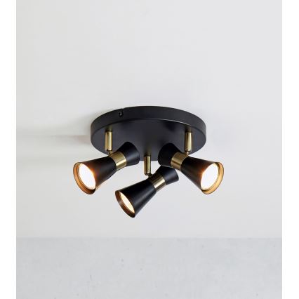 Markslöjd 108626 - Reflektorska lampa FOLIE 3xGU10/7W/230V crno/mesing