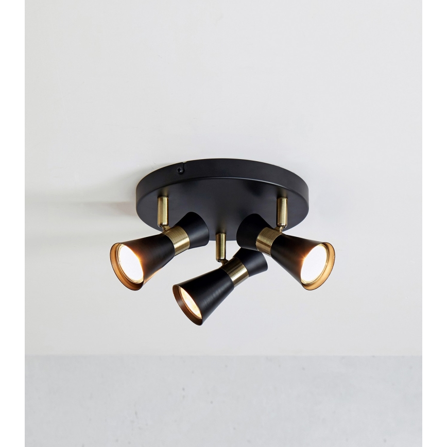 Markslöjd 108626 - Reflektorska lampa FOLIE 3xGU10/7W/230V crno/mesing