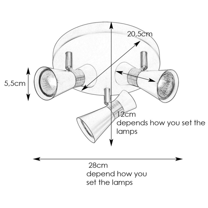 Markslöjd 108628 - Reflektorska lampa FOLIE 3xGU10/7W/230V bela/mat krom