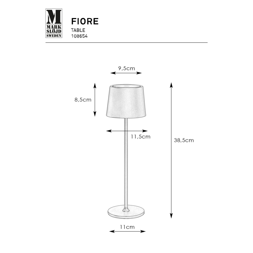 Markslöjd 108654 - LED Prigušiva punjiva lampa FIORE LED/2W/5V IP44 38 cm bela