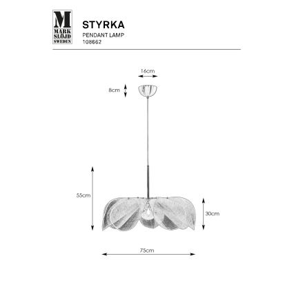 Markslöjd 108662 - Luster na sajli STYRKA 1xE27/40W/230V pr. 75 cm crno