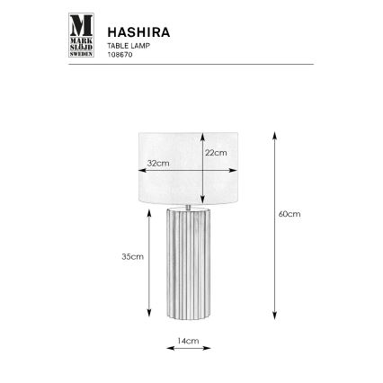Markslöjd 108670 - Stona lampa HASHIRA 1xE27/40W/230V bela/crno