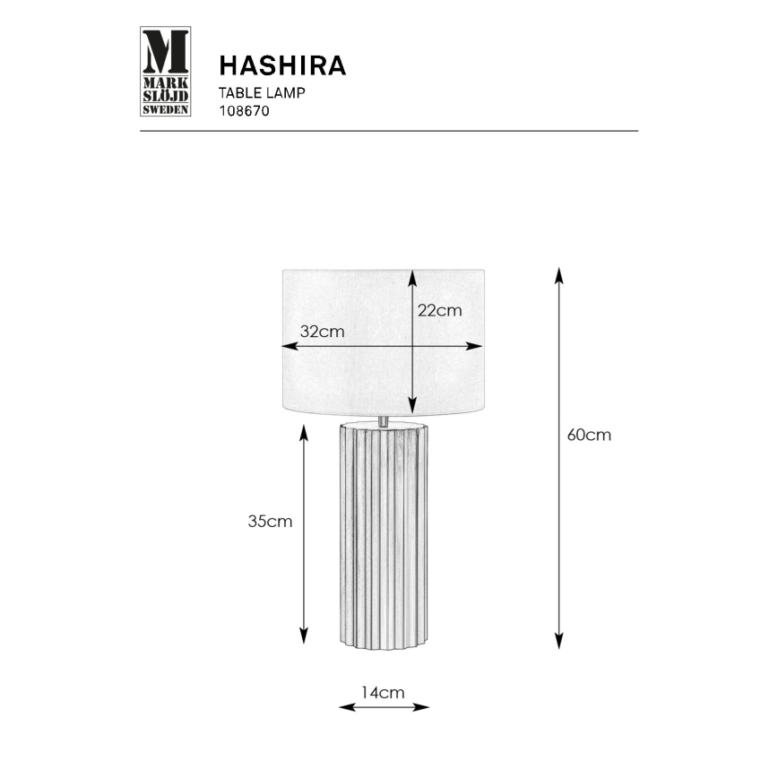 Markslöjd 108670 - Stona lampa HASHIRA 1xE27/40W/230V bela/crno
