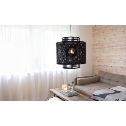 Markslöjd 108676 - Luster na sajli STRATI 1xE27/40W/230V crno/bambus