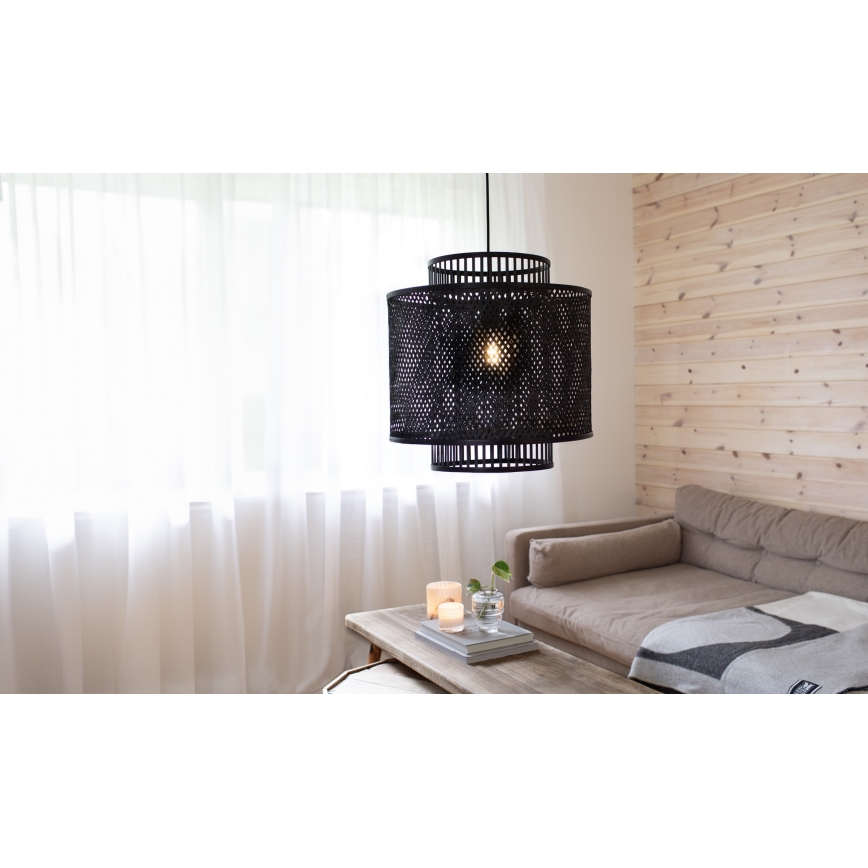 Markslöjd 108676 - Luster na sajli STRATI 1xE27/40W/230V crno/bambus