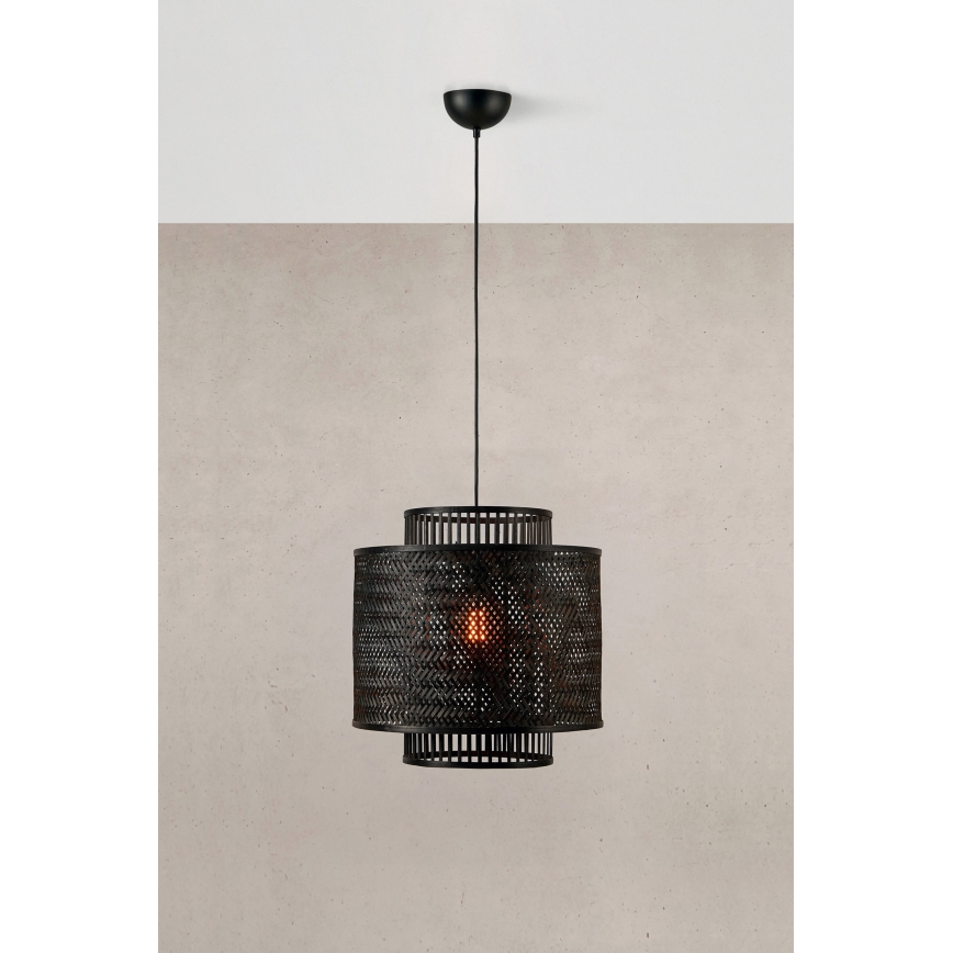 Markslöjd 108676 - Luster na sajli STRATI 1xE27/40W/230V crno/bambus