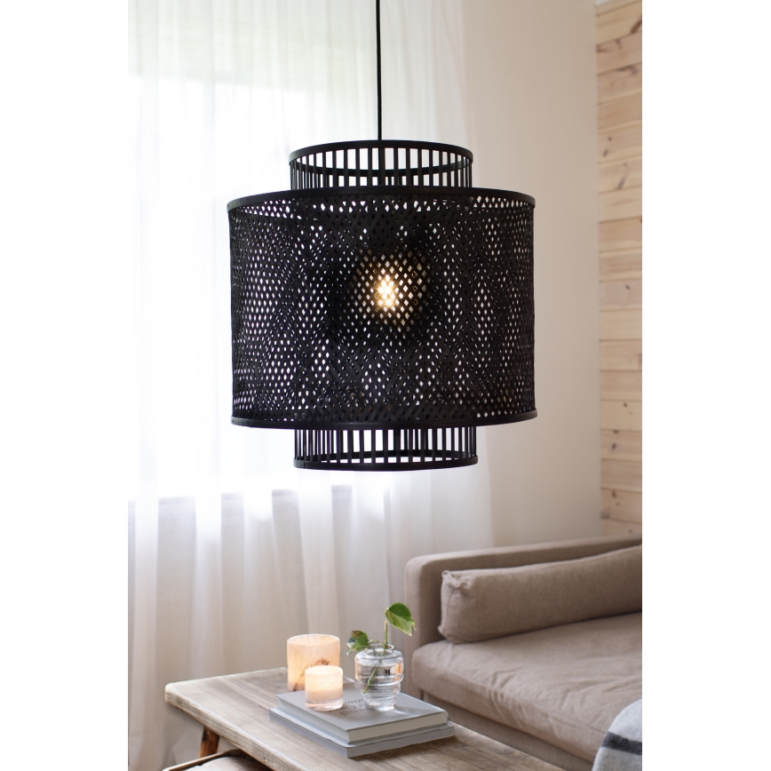 Markslöjd 108676 - Luster na sajli STRATI 1xE27/40W/230V crno/bambus