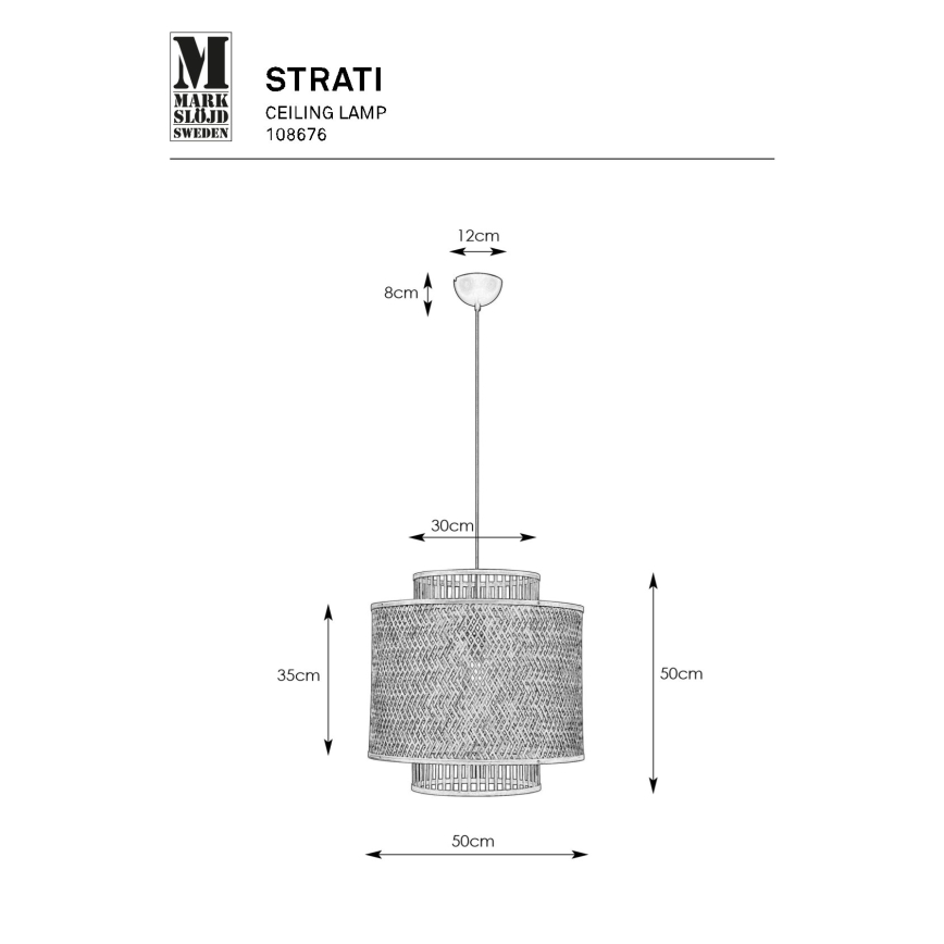 Markslöjd 108676 - Luster na sajli STRATI 1xE27/40W/230V crno/bambus