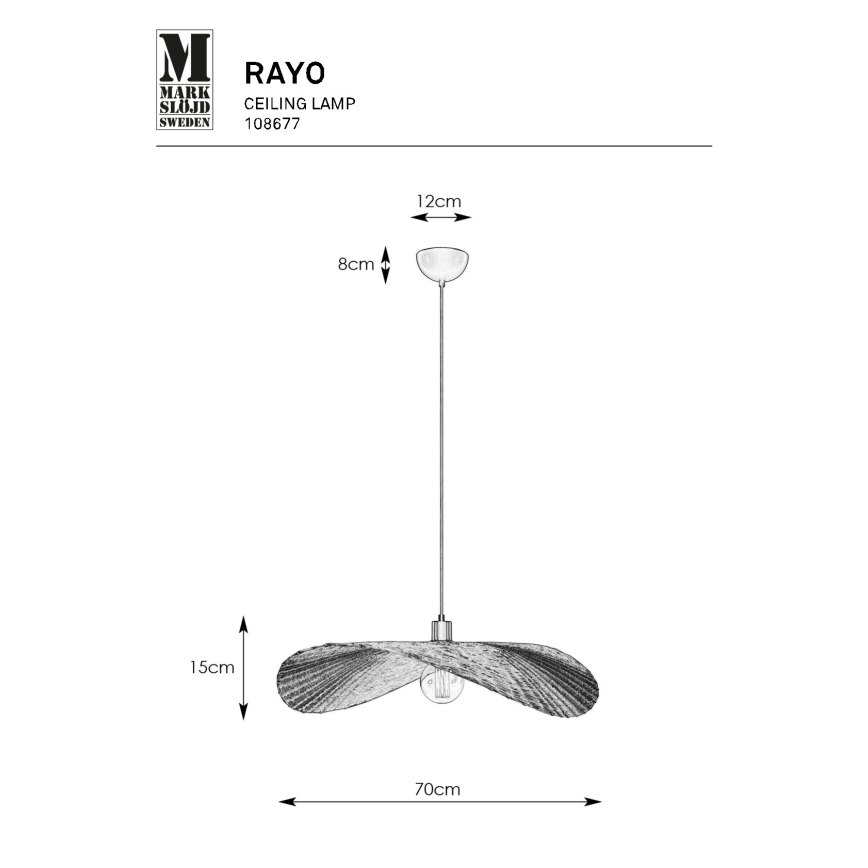 Markslöjd 108677 - Luster na sajli RAYO 1xE27/40W/230V bež/bambus