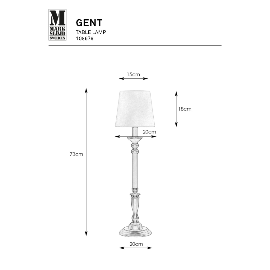 Markslöjd 108679 - Stona lampa GENT 1xE27/40W/230V mesing/crno/bela