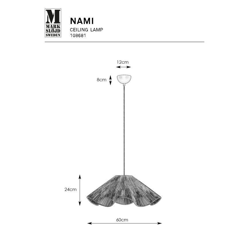Markslöjd 108681 - Luster na sajli NAMI 1xE27/40W/230V braon