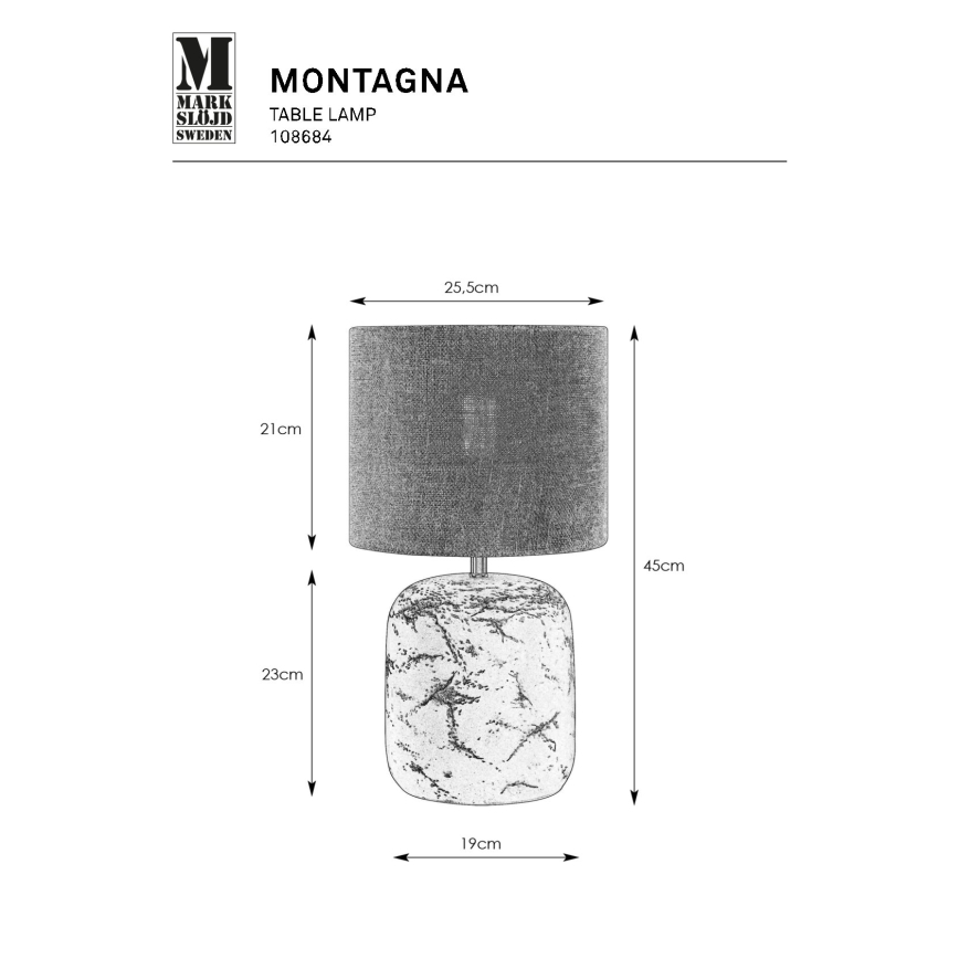 Markslöjd 108684 - Stona lampa MONTAGNA 1xE14/40W/230V 45 cm bež/crno