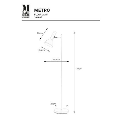 Markslöjd 108687 - Podna lampa METRO 1xE27/40W/230V bela