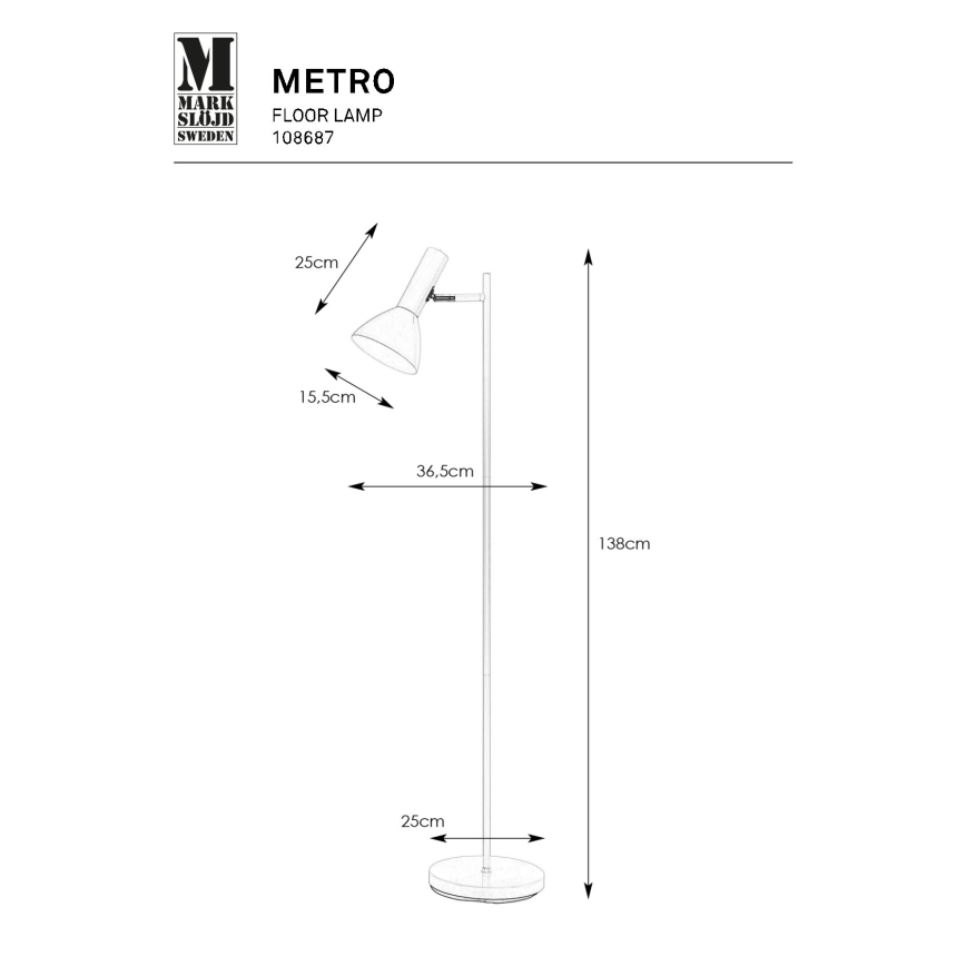 Markslöjd 108687 - Podna lampa METRO 1xE27/40W/230V bela