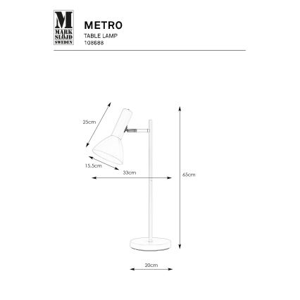 Markslöjd 108688 - Stona lampa METRO 1xE27/40W/230V bela