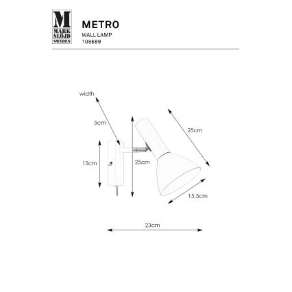 Markslöjd 108689 - Zidna lampa METRO 1xE27/40W/230V bela