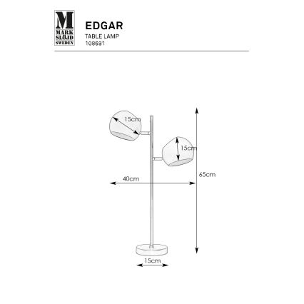 Markslöjd 108691 - Stona lampa EDGAR 2xE14/40W/230V crno
