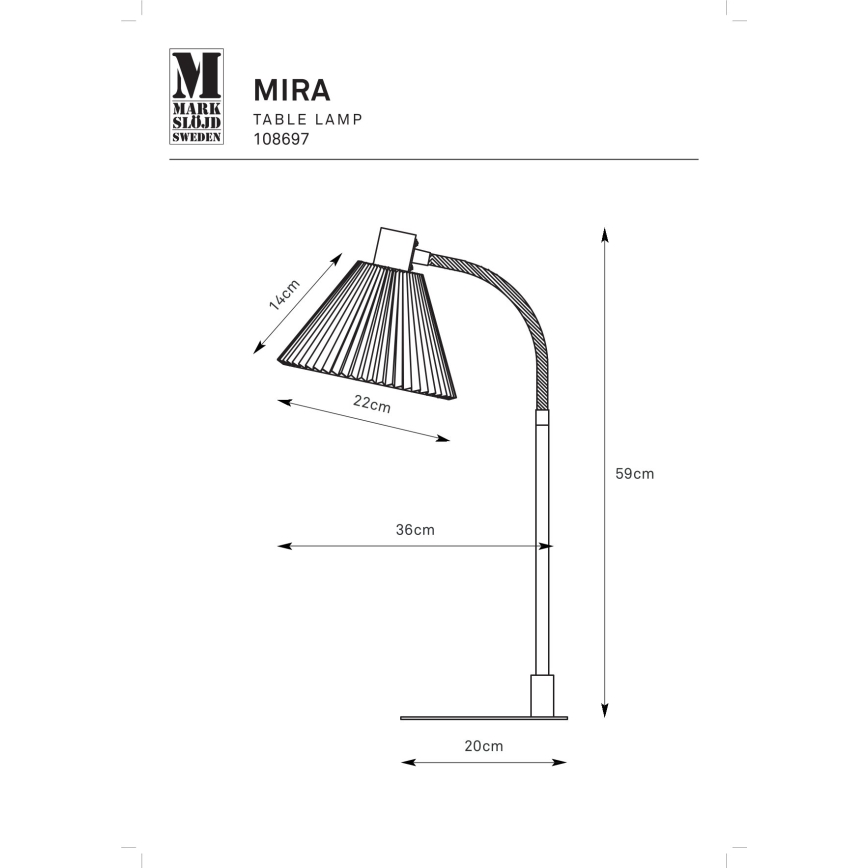Markslöjd 108697 - Stona lampa MIRA 1xE14/40W/230V crno/bela