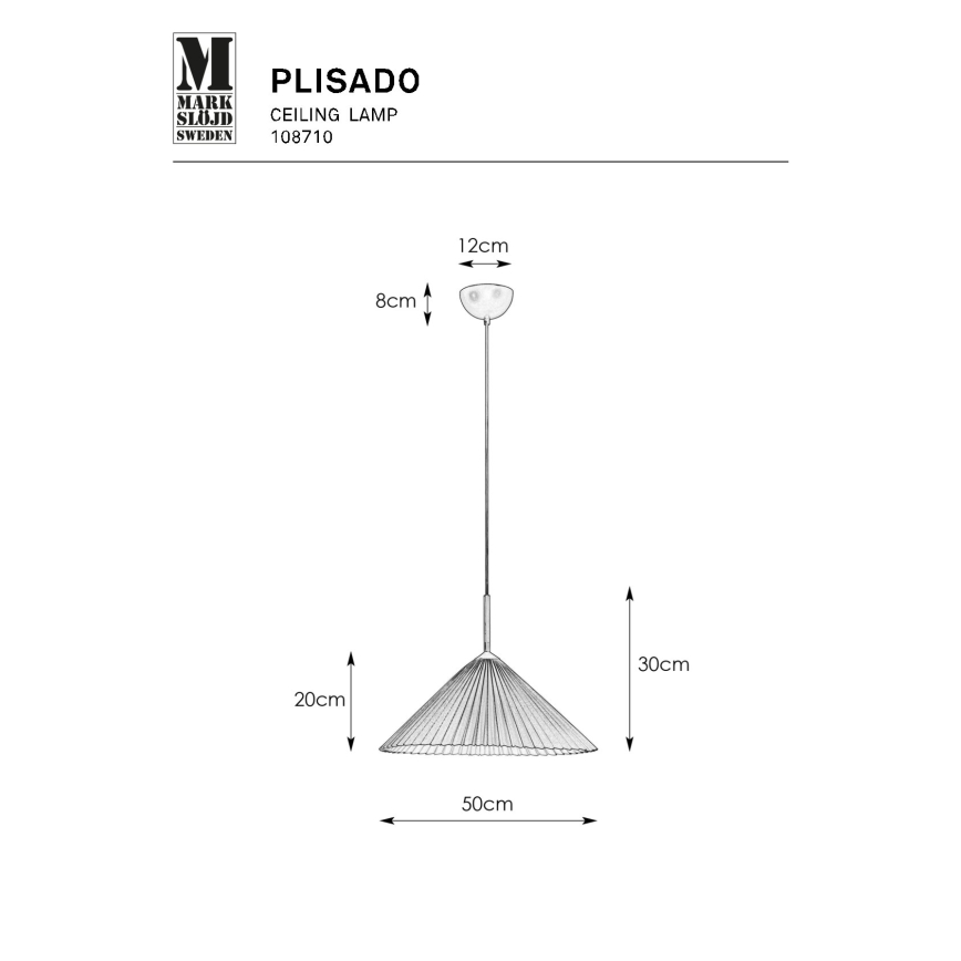 Markslöjd 108710 - Luster na sajli PLISADO 1xE27/40W/230V pr. 50 cm bež