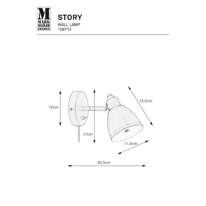 Markslöjd 108712 - Zidna lampa STORY 1xE14/40W/230V crno