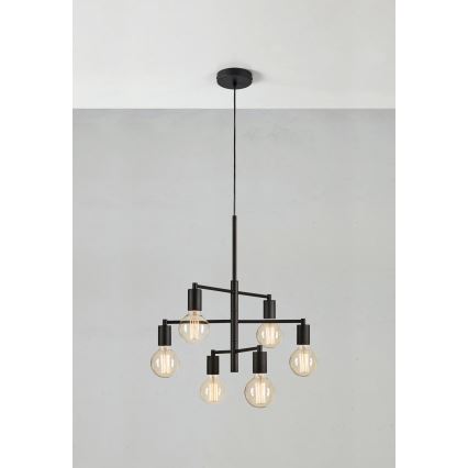 Markslöjd 108717 - Luster na sajli CIELO 6xE27/40W/230V crno