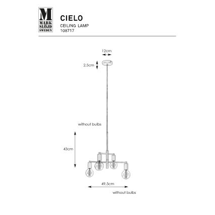 Markslöjd 108717 - Luster na sajli CIELO 6xE27/40W/230V crno