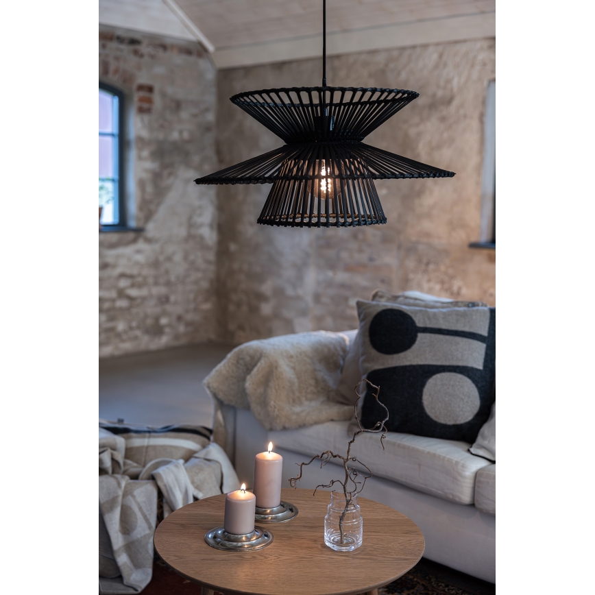 Markslöjd 108784 - Luster na sajli DUPLICI 1xE27/40W/230V crno/bambus