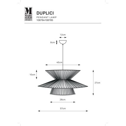 Markslöjd 108784 - Luster na sajli DUPLICI 1xE27/40W/230V crno/bambus