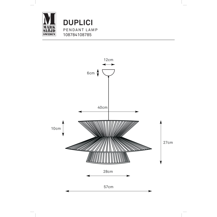 Markslöjd 108784 - Luster na sajli DUPLICI 1xE27/40W/230V crno/bambus