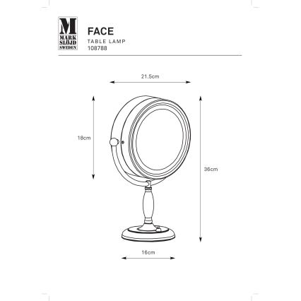 Markslöjd 108788 - Kozmetičko ogledalo FACE 1xE14/25W/230V