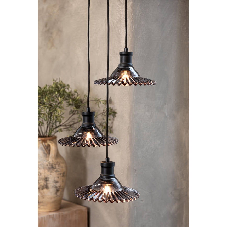 Markslöjd 108853 - Luster na sajli NOVIA 3xE27/40W/230V crno/dimno