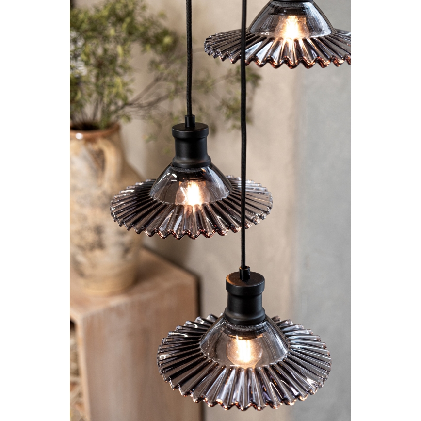 Markslöjd 108853 - Luster na sajli NOVIA 3xE27/40W/230V crno/dimno