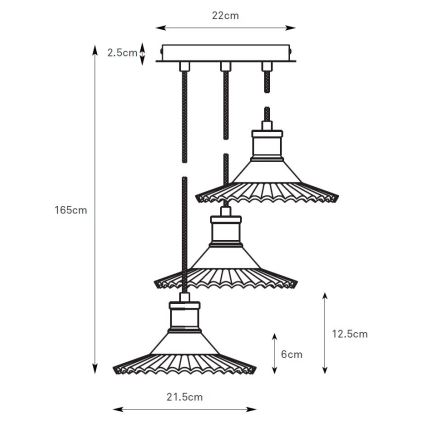 Markslöjd 108853 - Luster na sajli NOVIA 3xE27/40W/230V crno/dimno